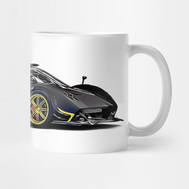 Pagani Zonda R Supercar Racing Cartoon Black by Auto-Prints